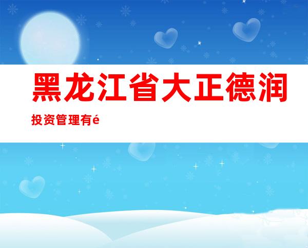 黑龙江省大正德润投资管理有限公司